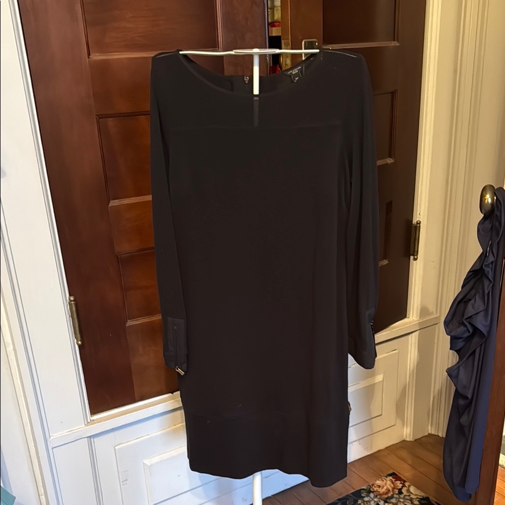 Ann Taylor Sheer Top Sheath Dress Long Sleeve Scoop Neck- worn about 3 times